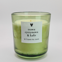 Świeca zapachowa naturalna -Trawa Cytrynowa | Liscie Kafiru - W TRAWIE NA JAWIE