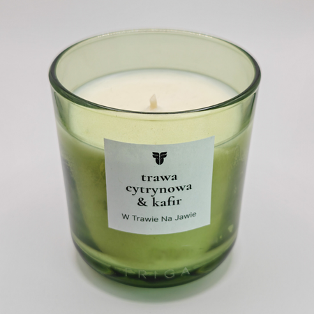 Świeca zapachowa naturalna -Trawa Cytrynowa | Liscie Kafiru - W TRAWIE NA JAWIE