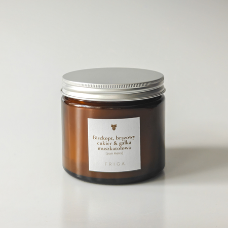 Świeca zapachowa naturalna - Biszkopt | Brązowy Cukier | Gałka Muszkatołowa - PAN KEKS - 120g