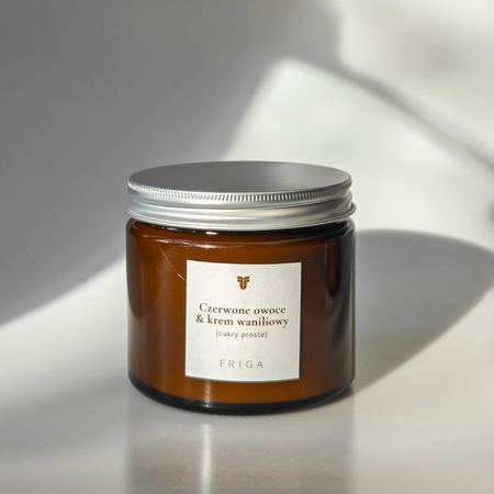Świeca zapachowa naturalna - Czerwone Owoce | Krem Waniliowy - CUKRY PROSTE -120g