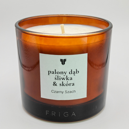 Świeca zapachowa naturalna - Palony Dąb | Śliwka | Skóra - CZARNY SZACH