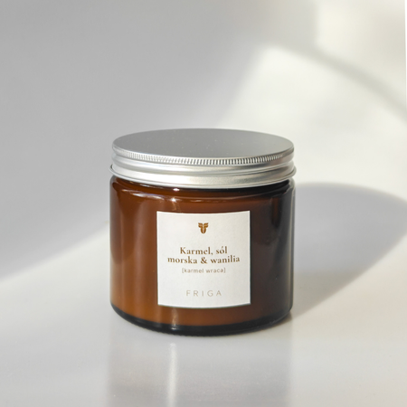 Świeca zapachowa naturalna - Karmel | Sól Morska | Wanilia - KARMEL WRACA - 120g