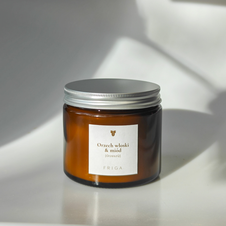 Świeca zapachowa naturalna - Orzech włoski | Miód - ORZESZQ 120g