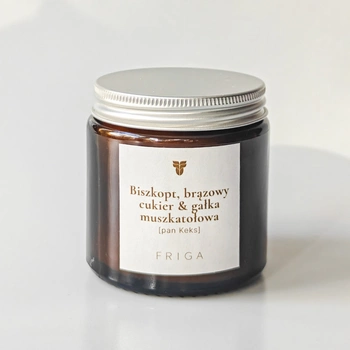  Świeca zapachowa naturalna - Biszkopt | Brązowy Cukier | Gałka Muszkatołowa - PAN KEKS - 120g 