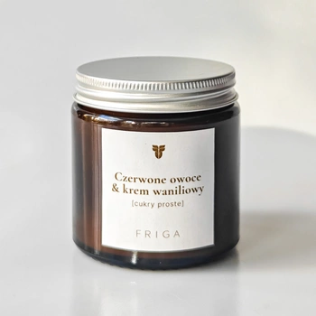 Świeca zapachowa naturalna - Czerwone Owoce | Krem Waniliowy - CUKRY PROSTE -120g